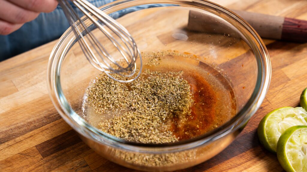 Marinade for a delicious sheet pan chicken and veggies dish.