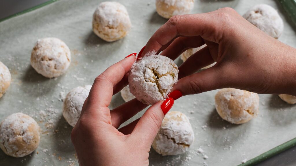 A delicious amaretto cookies recipe: breaking one open .