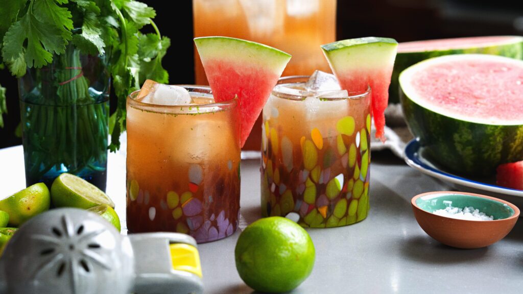 Watermelon agua fresca in a glasses.
