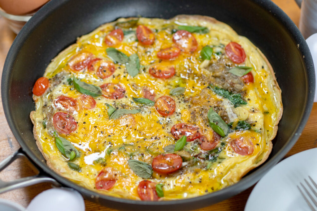 Savoury Tomato, Leek, and Cheddar Frittata