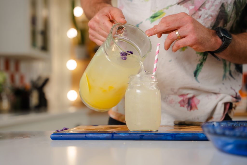 pouring recipe into another cup
