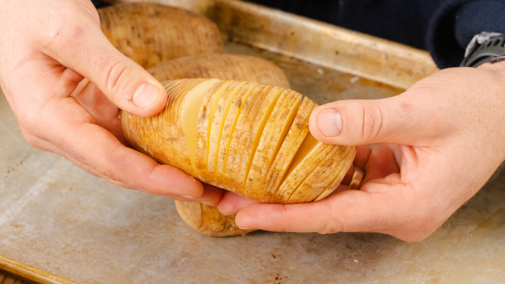 Mini Parmesan And Garlic Hasselback Potatoes - Scrummy Lane