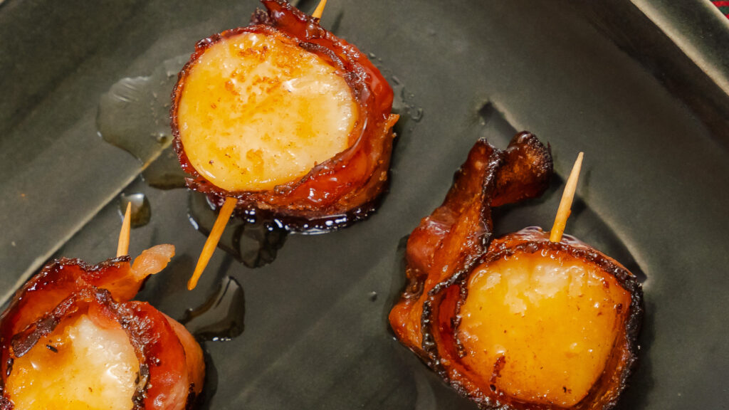 Scallops Wrapped with Apple Smoked Bacon