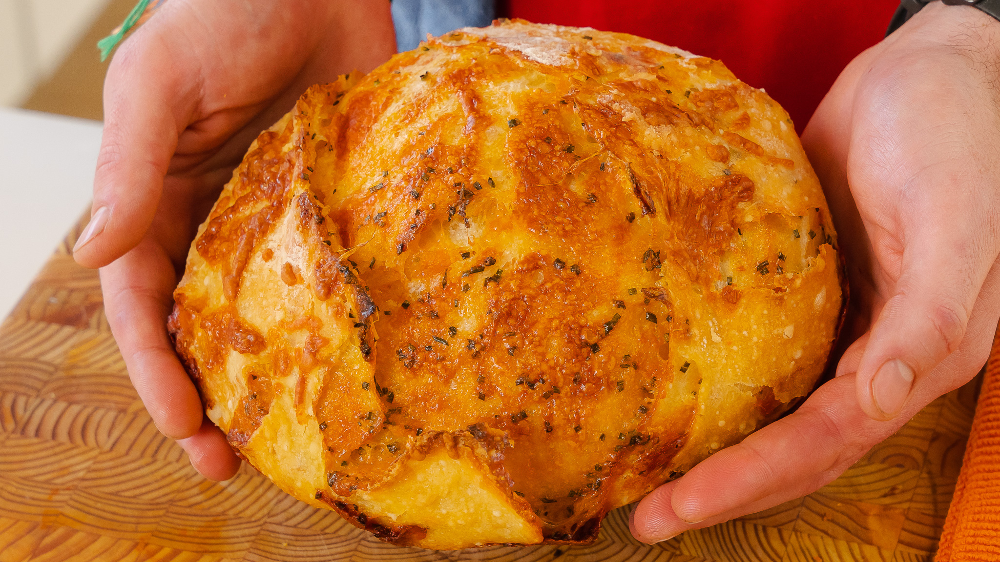 Dutch Oven Bread with Cheddar and Everything Bagel Seasoning