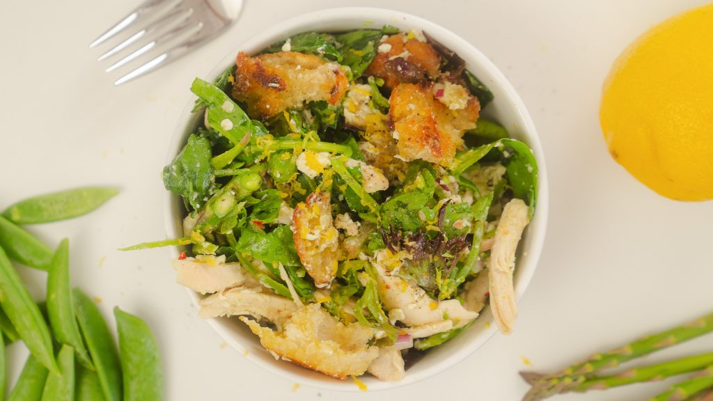 A close up shot of Spring Harvest Salad