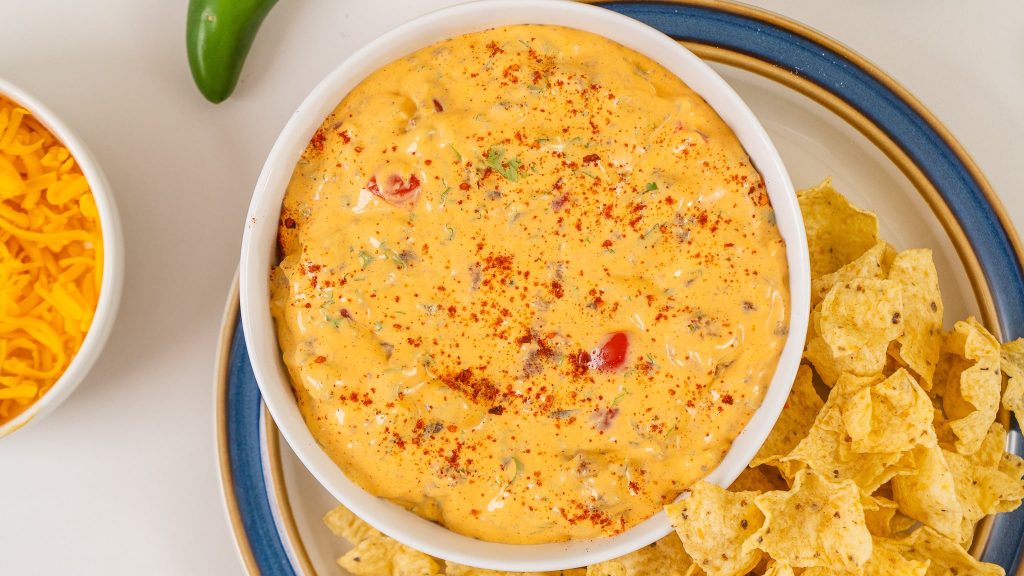 overhead image of cottage cheese queso