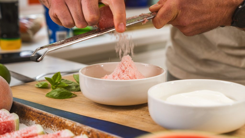 watermelon being shaved