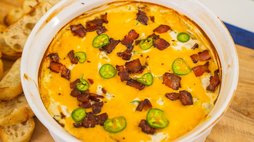 close up of jalapeno popper dip