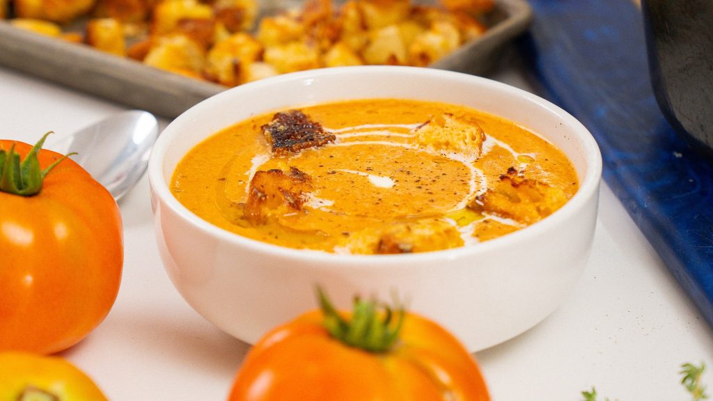 tomato soup recipe in a bowl