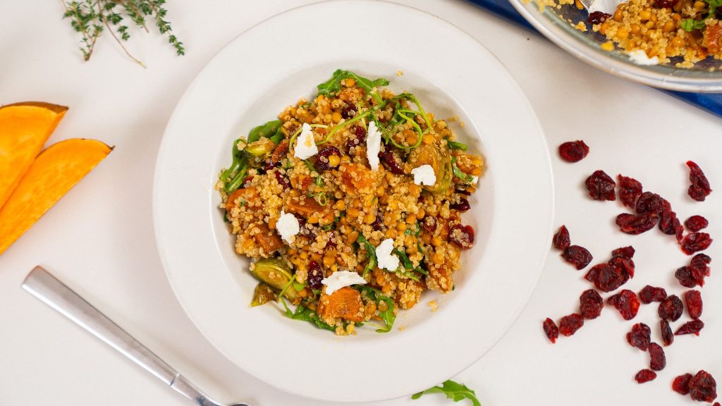 top down angle of harvest grain salad